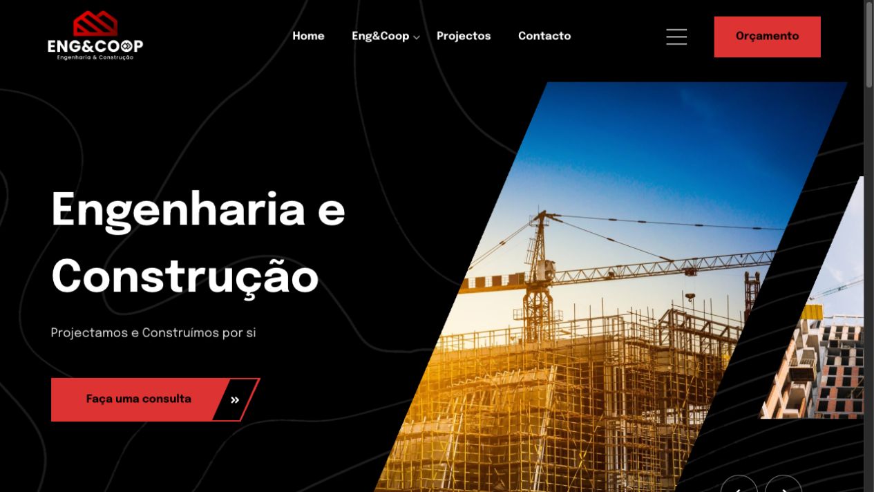 Apresentação do website Engecoop, criado pela Olhoshot.